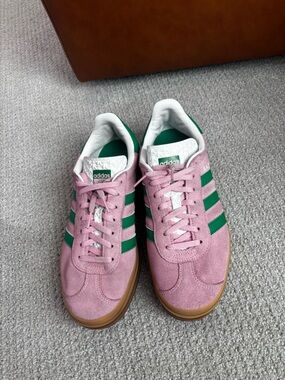 adidas gazelle silver green womens Adidas Gazelle Indoor 'Preloved Scarlet/Court Green' -Originally $120.   Unheardof Brand